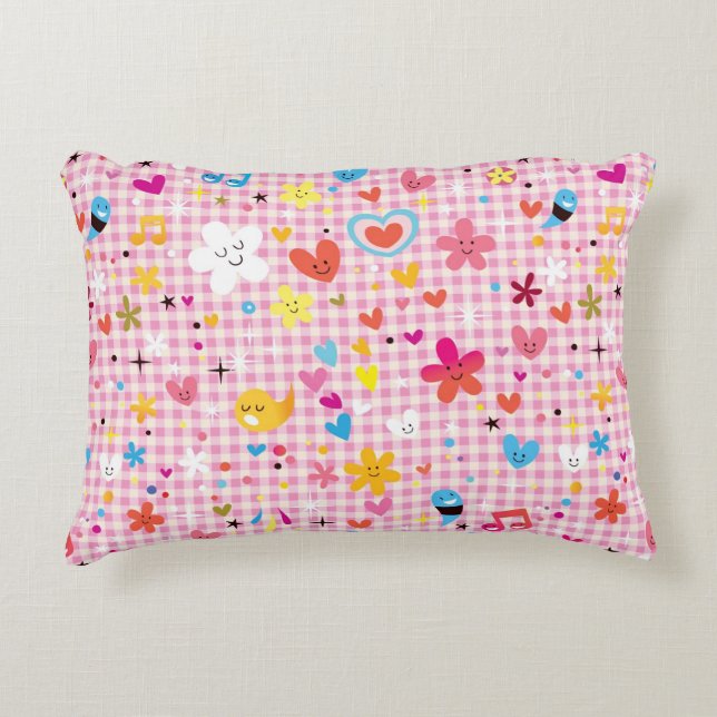 Coussins Décoratifs dessin animé amusant rose motif (Devant)