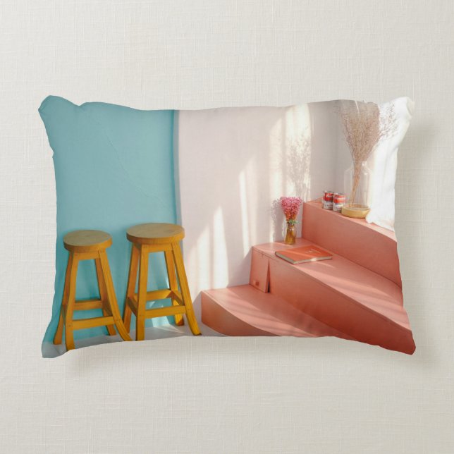 Coussins Décoratifs Deux tabourets de bar en bois jaune (Devant)