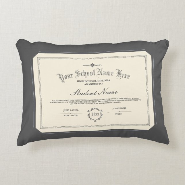 Coussins Décoratifs Diplôme personnalisé traditionnel Charbon (Devant)