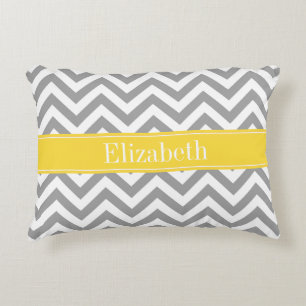 Coussins Décoratifs Dk Gray White LG Chevron Pineapple Nom monogram