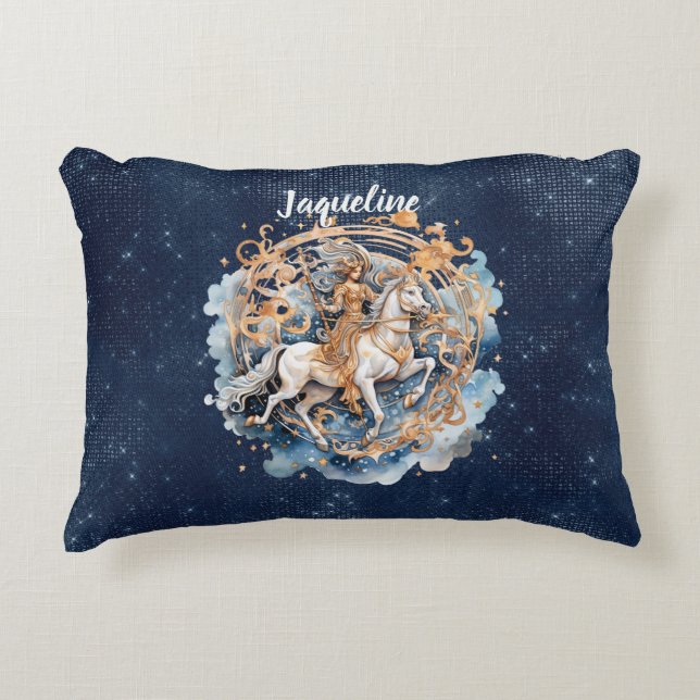 Coussins Décoratifs Double-sided artsy Saggitarius sign custom name (Devant)