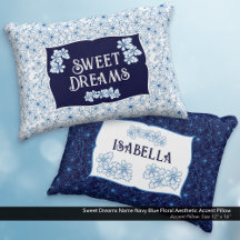 Douces Rêves Nom Bleu Marine Floral Esthétique