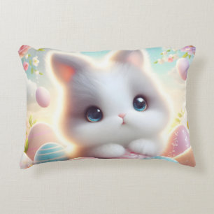 Coussins Décoratifs Doux œufs de Pâques pastel Kawaii chaton