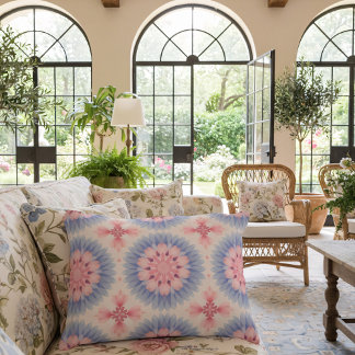 Coussins Décoratifs Doux Pastel bleu rose Floral Motif kaléidoscope
