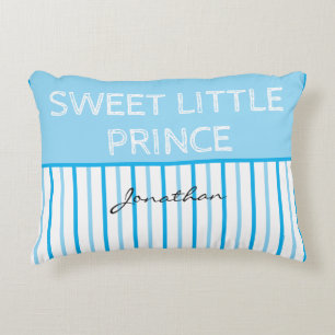 Coussins Décoratifs Doux Petit Prince Rayures Bleu Blanc Nom