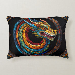 Coussins Décoratifs Dragon Swirl en mosaïque multicolore