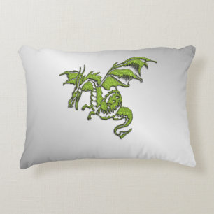 Coussins Décoratifs Dragon vert sur argent