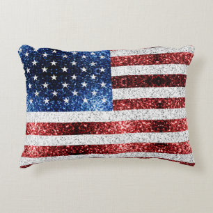 Coussins Décoratifs drapeau américain rouge blanc brillant parties sci