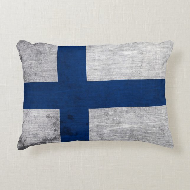 Coussins Décoratifs Drapeau de Finlande Grunge (Devant)
