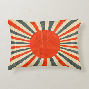 Coussins Décoratifs Drapeau de soleil rouge sur texture papier, style