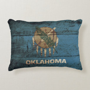 Coussins Décoratifs Drapeau d'état de l'Oklahoma sur le vieux grain e
