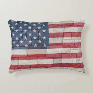 Coussins Décoratifs Drapeau vintage Patriotique USA sur mur de pierre