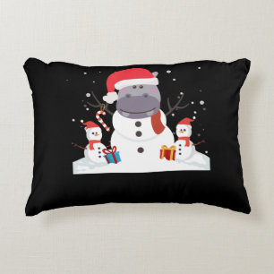Coussins Décoratifs Drôle Père Noël Hippo Noël Snowman cadeau Noël