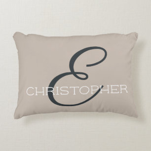 Coussins Décoratifs E Nom personnalisé initial Taupe neutre Taupe Tan