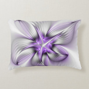 Coussins Décoratifs Élégance florale Art fractal violet abstrait moder