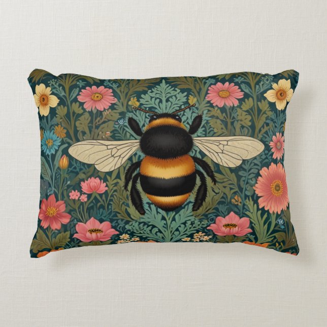 Coussins Décoratifs Elegant boho retro bumblebee spring florals  (Devant)