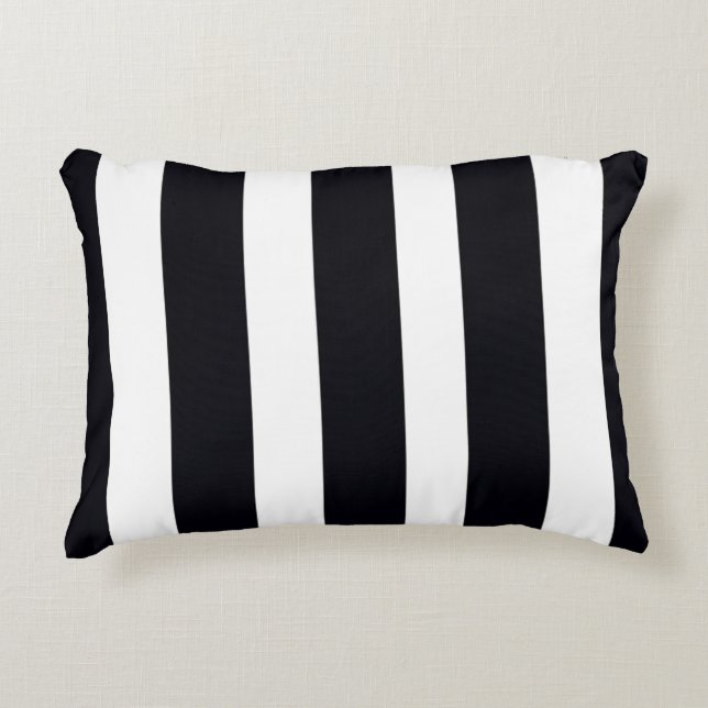 Coussins Décoratifs Élégant chic élégant classique noir & blanc rayé (Devant)