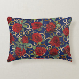 Coussins Décoratifs Elégant Classy Damask Vintage Rouge Rose Marine Bl