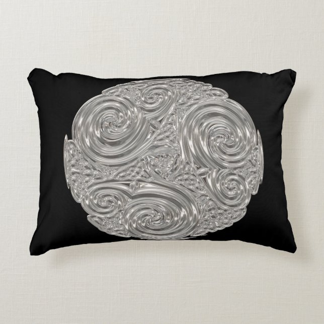 Coussins Décoratifs Elégant médaillon d'argent noir Art nouveau (Devant)