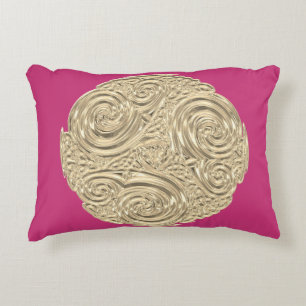 Coussins Décoratifs Elégant médaillon rose fuschia art nouveau or