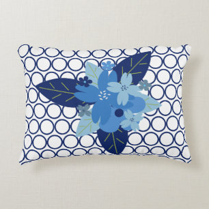 Coussins Décoratifs Elégant motif floral bleu monochromatique