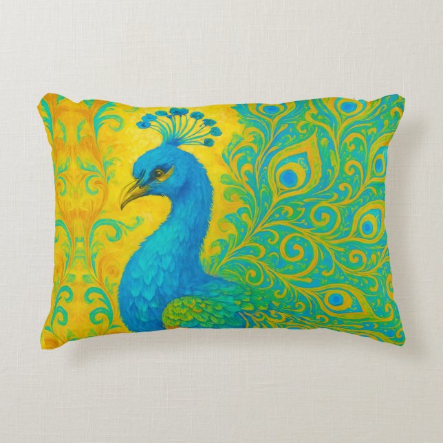 Coussins Décoratifs Elégant Peacock Turquoise Décoratif (Devant)