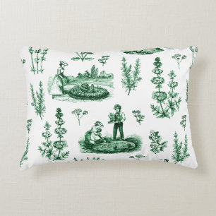 Coussins Décoratifs Elégant Vintage Herbal Garden Sage Green Toile