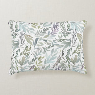 Coussins Décoratifs Elégante aquarelle Bleue Vert Botanique