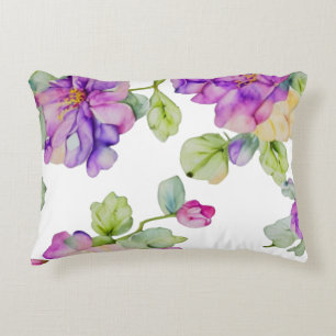 Coussins Décoratifs Elégante couleur rose violet aquarelle florale