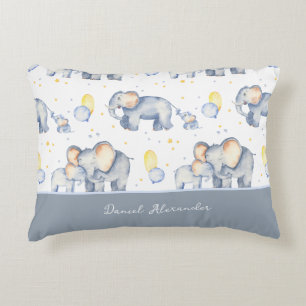 Coussins Décoratifs Eléphant mignon bébé avec Aquarelle maman