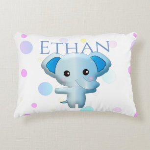 Coussins Décoratifs Eléphant petit garçon bleu mignon