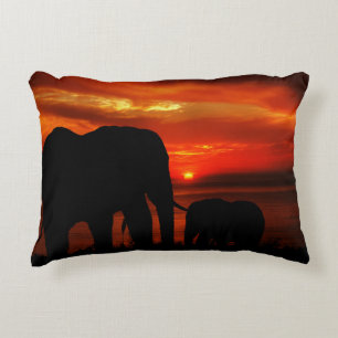 Coussins Décoratifs Éléphants au coucher du soleil
