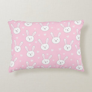 Coussins Décoratifs Enfants adorable lapin lapin Pâques Coeurs roses