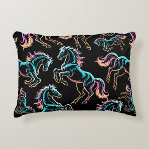 Coussins Décoratifs Enseigne au néon Cheval Style Rétro Glitch