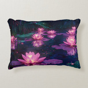 Coussins Décoratifs Étang de lotus rose Zen minuit