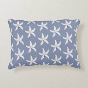 Coussins Décoratifs Étoile de mer bleue blanche de plage