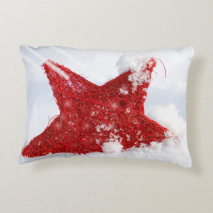 Coussins Décoratifs étoile rouge dans la neige