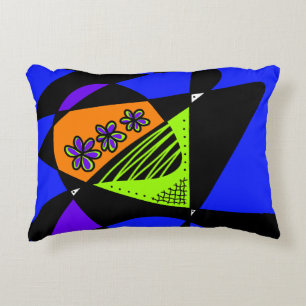 Coussins Décoratifs Étoiles Et Rayures Abstraites : Bleu Vert Orange