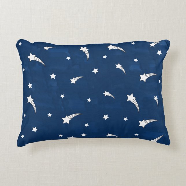 Coussins Décoratifs Étoiles Filantes Aquarelle Bleu Marine (Devant)