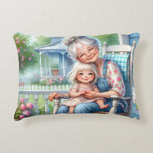 Coussins Décoratifs Étreinte de grand-mère et petite-fille sur la véra