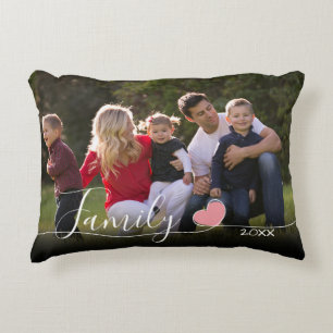 Coussins Décoratifs Famille Calligraphie Cardiaque Horizontale Photo