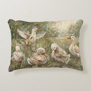 Coussins Décoratifs Famille de canards de ferme fantaisiste dans l'éta