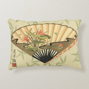 Coussins Décoratifs Fan de geisha avec le feuille et l'impression