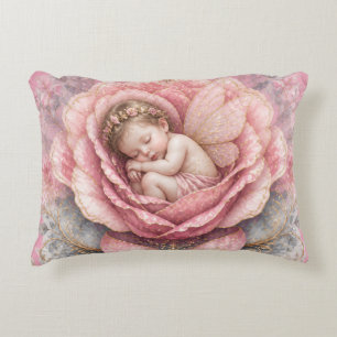 Coussins Décoratifs Félicitations Bébé Fée fille Rose Rose Naissance