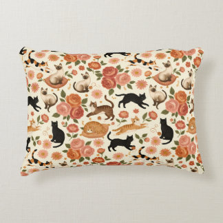 Coussins Décoratifs Félins Floraux : Motif Chats & Fleurs Cosy