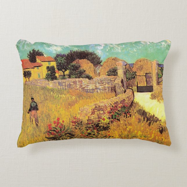 Coussins Décoratifs Ferme en Provence par Vincent van Gogh (Devant)