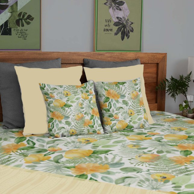 Coussins Décoratifs Ferne à Imaginaire et citron à fleurs (lemon-y fern floral pillows to match your duvet)