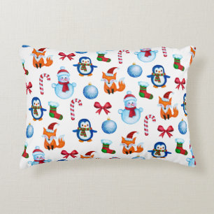 Coussins Décoratifs Festive Aquarelle Noël Illustration Motif