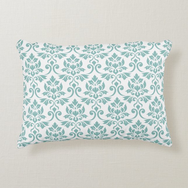 Coussins Décoratifs Feuille Damask Motif Turquoise (Devant)