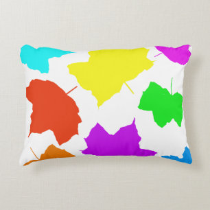 Coussins Décoratifs Feuilles d'automne arc-en-ciel multicolore blanc c